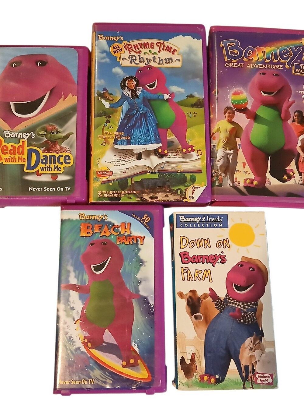Barney And Friends VHS Lot Down Pn Barneys Farm Beach Party Great Adventure